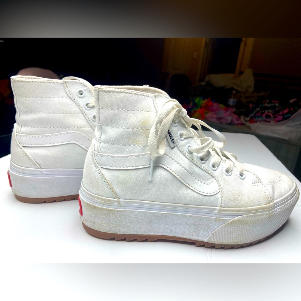 White platform Vans for women